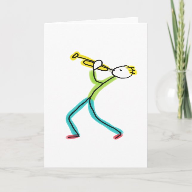 Trumpetspelande Stickman Kort (Framsida)