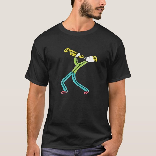Trumpetspelande Stickman T Shirt (Framsida)