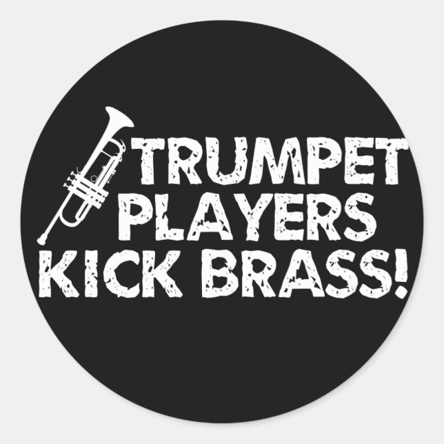 Trumpetspelare Kick Brass! Runt Klistermärke (Framsida)