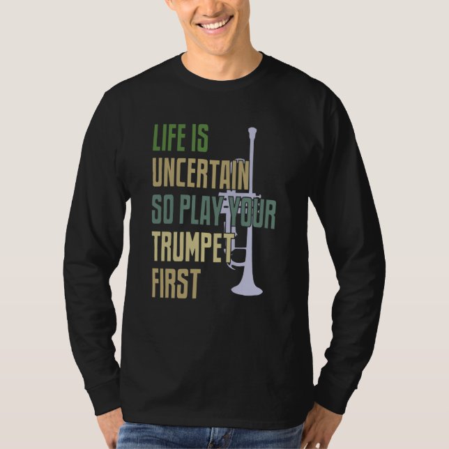 Trumpetspelare Retro Stil T Shirt (Framsida)