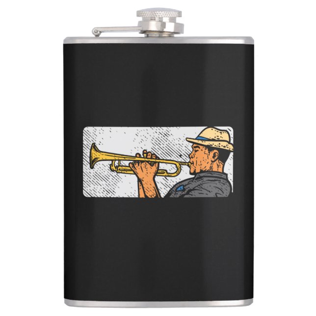 Trumpetspelare Retro Trumpet Jazzmusik Fickplunta (Framsidan)