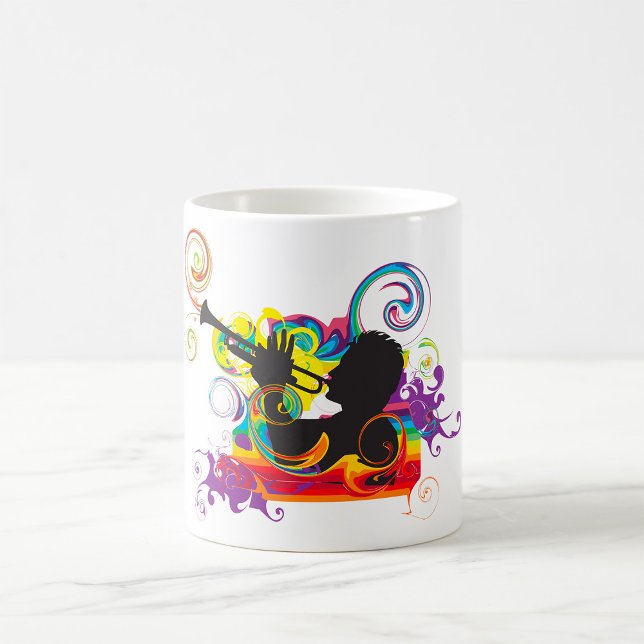 Trumpetspelare Siluett Retro Psykedelisk Musik Kaffemugg (Skapare uppladdad)