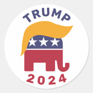 Trumphår 2024, valets klassiska rond Stickers Runt Klistermärke