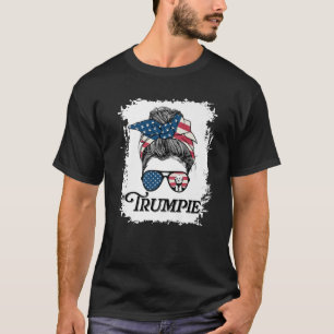 Trumpie Anti Biden Rally Bära Messy Bun Hair Ameri T Shirt