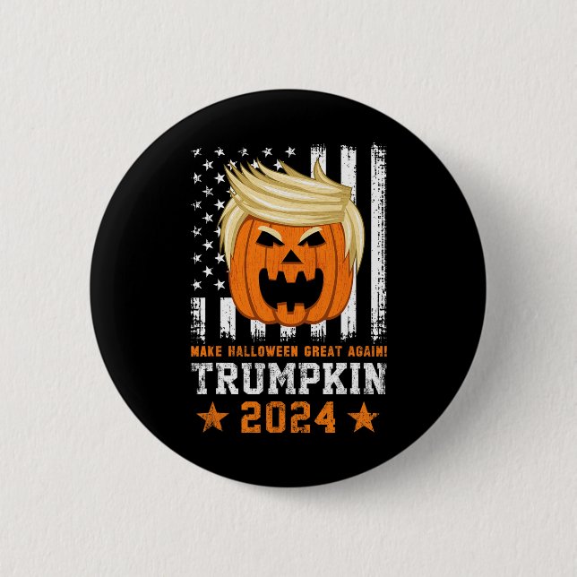 Trumpkin 2024 Usa Gör Halloween Underbart igen lus Knapp (Framsida)