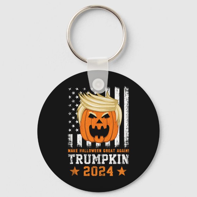 Trumpkin 2024 Usa Gör Halloween Underbart igen lus Nyckelring (Framsida)