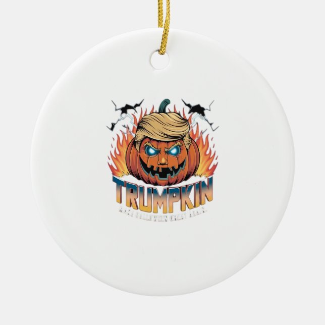 Trumpkin Classic - Spooky Pumpkin Design Julgransprydnad Keramik (Framsidan)