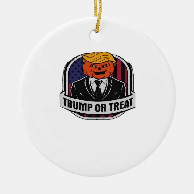 Trumpkin eller Treat Halloween - Politisk dräkt Cl Julgransprydnad Keramik (Framsidan)