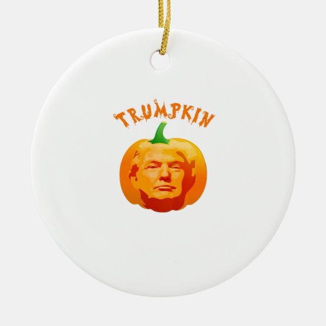 Trumpkin Funny Halloween - Spooky Parody Edition Julgransprydnad Keramik (Framsidan)