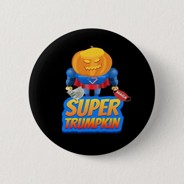 Trumpkin Funny Pumpkin Head Halloween Costume Clas Knapp (Framsida)