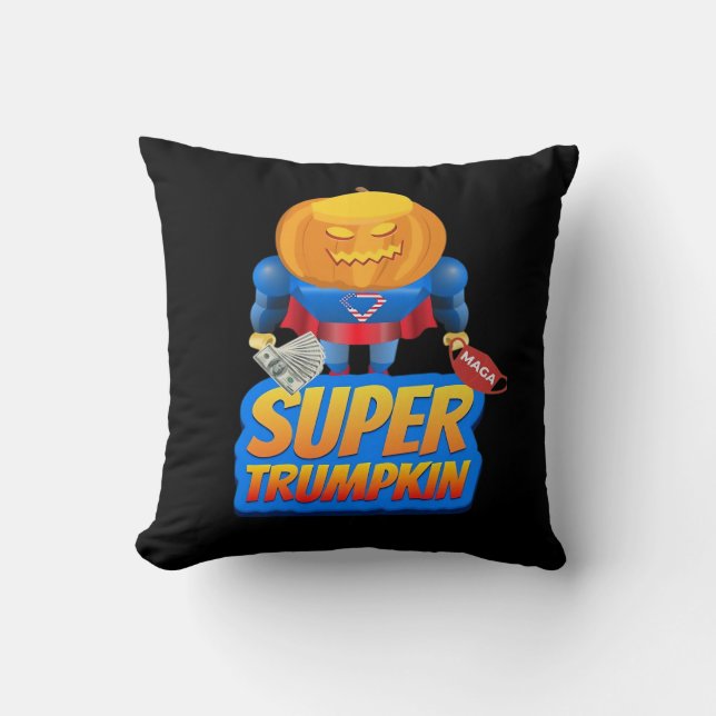 Trumpkin Funny Pumpkin Head Halloween Costume Clas Kudde (Framsida)