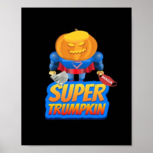 Trumpkin Funny Pumpkin Head Halloween Costume Clas Poster (Framsidan)