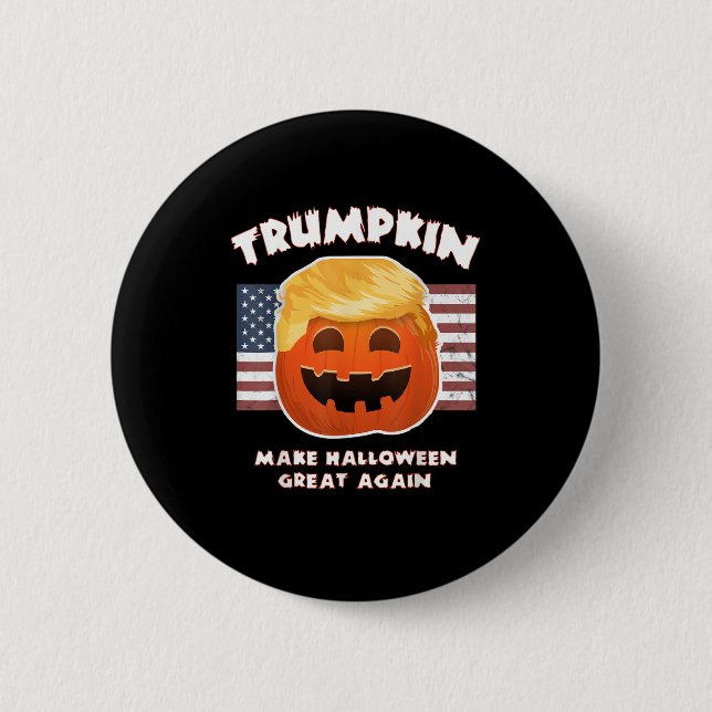 Trumpkin Funny Pumpkin Paj Pun Usa Liberals Hallow Knapp (Framsida)