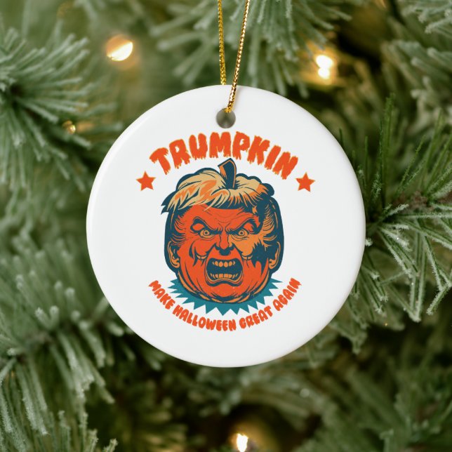 trumpkin gör halloween bra igen roligt  julgransprydnad keramik (Träd)