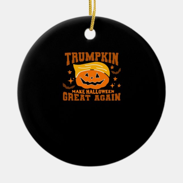 Trumpkin Gör Halloween Underbar igen - Spooky Poli Julgransprydnad Keramik (Framsidan)