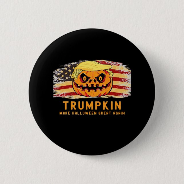 Trumpkin Gör Halloween Underbar igen, USA Flagga l Knapp (Framsida)