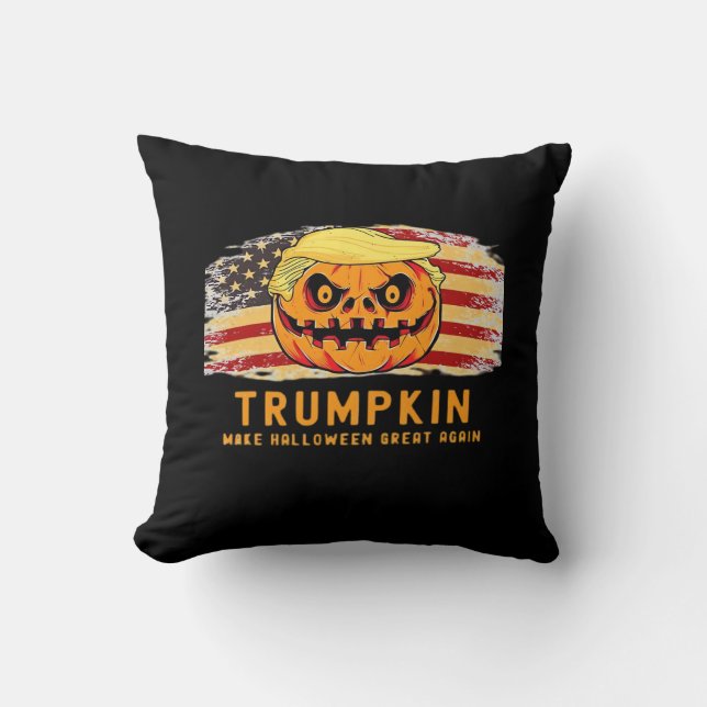 Trumpkin Gör Halloween Underbar igen, USA Flagga l Kudde (Framsida)