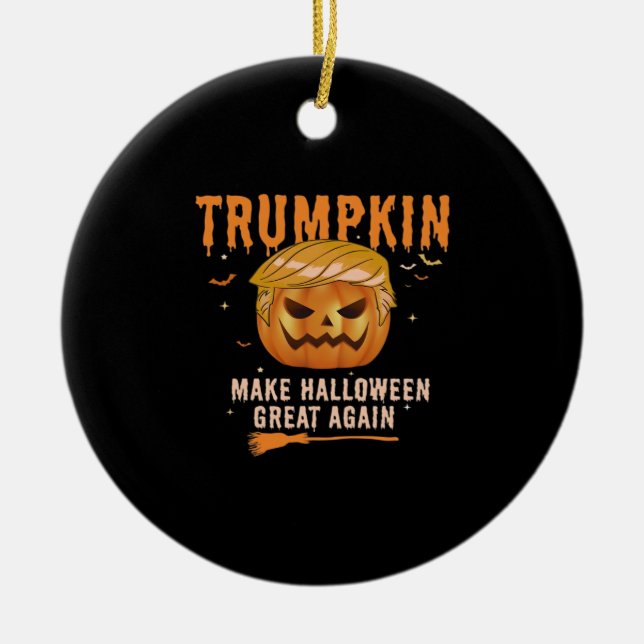 Trumpkin gör Halloween Underbart igen för politike Julgransprydnad Keramik (Framsidan)