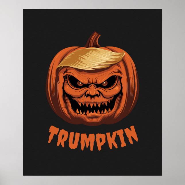 Trumpkin Grinning Donald Trump Halloween Pumpkin Poster (Framsidan)