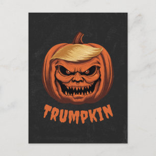 Trumpkin - Grinning Donald Trump Halloween Pumpkin Vykort