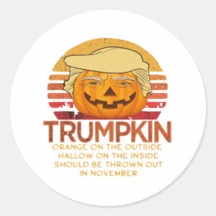 Trumpkin Halloween Funny Classic - politisk pumpk Runt Klistermärke