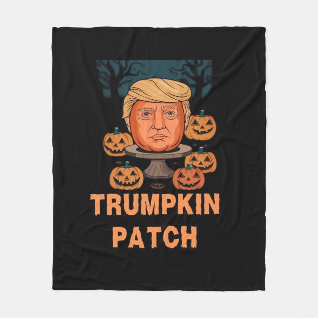 Trumpkin Halloween - Lustigt politiskt Pumpkin Des Fleecefilt (Framsidan)