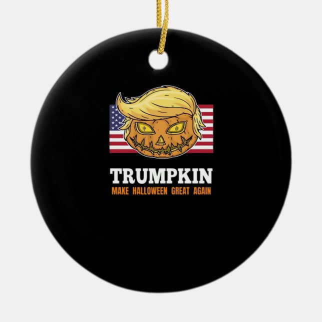 Trumpkin Halloween-pumpa med Flagga-design Julgransprydnad Keramik (Framsidan)