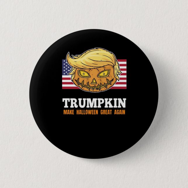 Trumpkin Halloween-pumpa med Flagga-design Knapp (Framsida)