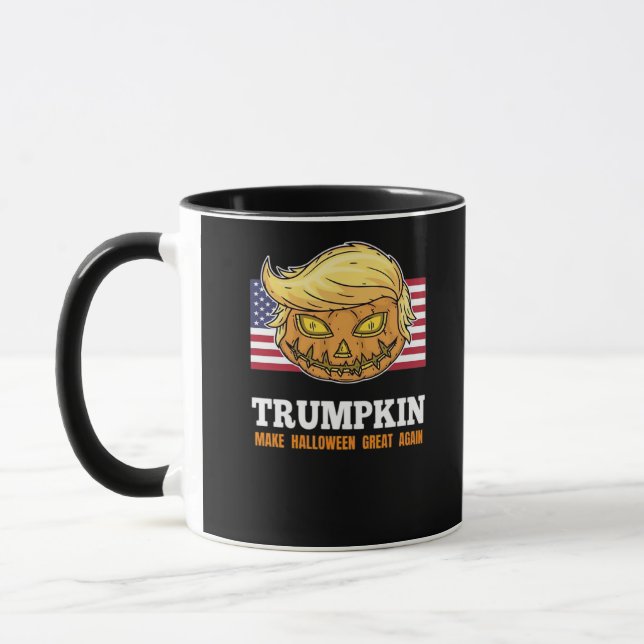 Trumpkin Halloween-pumpa med Flagga-design Mugg (Vänster)