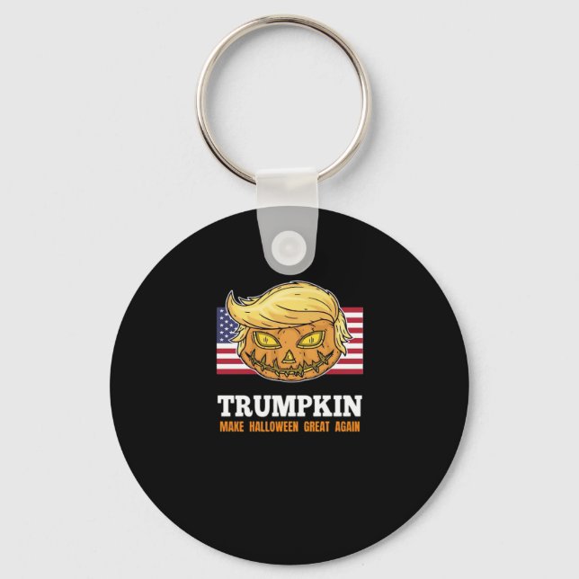 Trumpkin Halloween-pumpa med Flagga-design Nyckelring (Framsida)