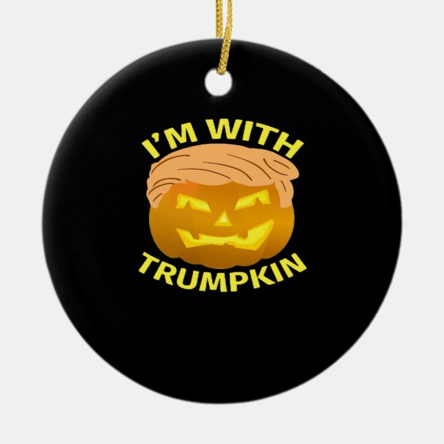 Trumpkin Halloween Pumpkin Julgransprydnad Keramik (Framsidan)