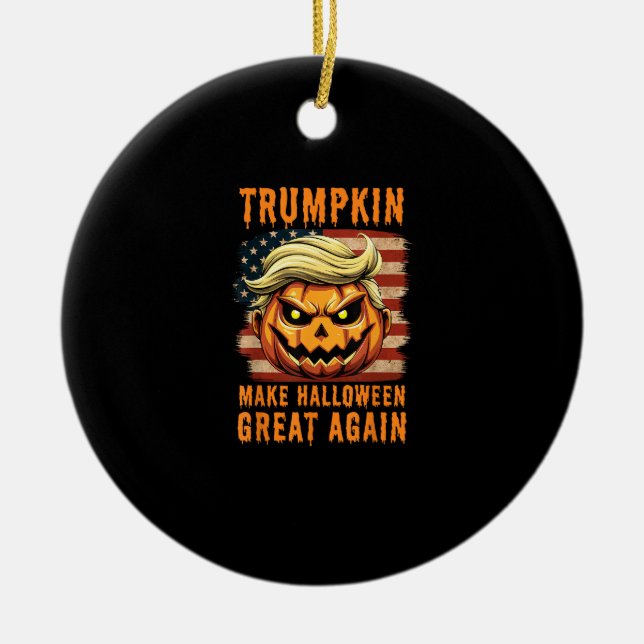 Trumpkin Halloween Pumpkin make Halloween Underbar Julgransprydnad Keramik (Framsidan)