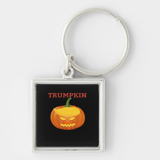 Trumpkin Jack-O-Lantern Classic Fyrkantig Silverfärgad Nyckelring (Framsidan)