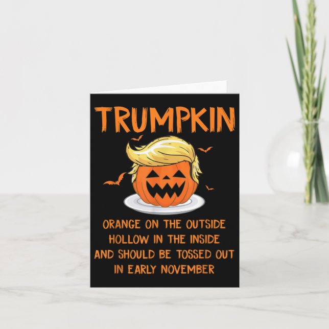 Trumpkin Orange På Utsidan Anti-trump Halloween Kort (Framsida)