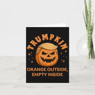 Trumpkin Orange Utanpå Tomt Inuti Roligt Halloween Kort
