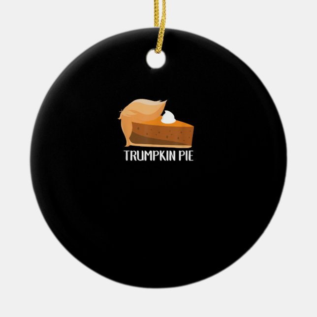 Trumpkin Paj Pumpkin Funny Thanksgiving Julgransprydnad Keramik (Framsidan)