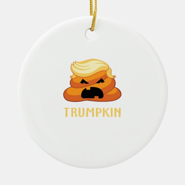 Trumpkin Poop Funny Halloween Julgransprydnad Keramik (Framsidan)