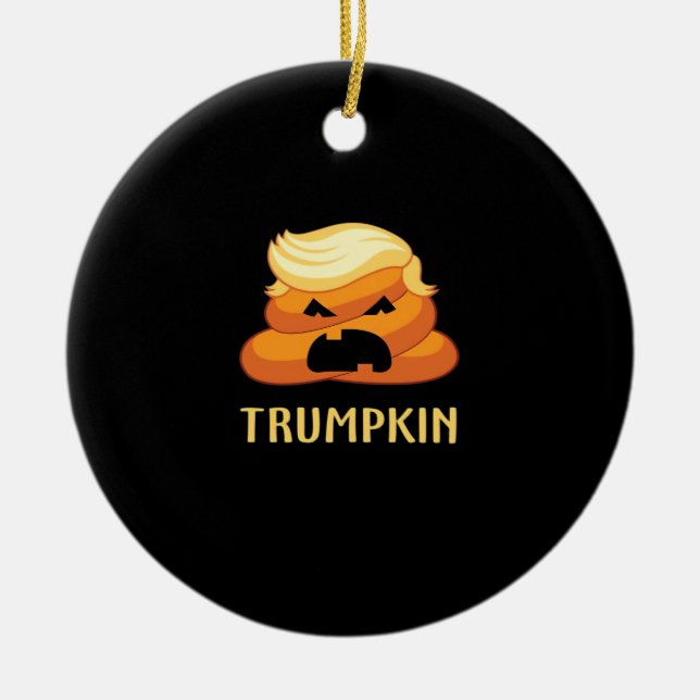 Trumpkin Poop Funny Halloween Julgransprydnad Keramik (Framsidan)