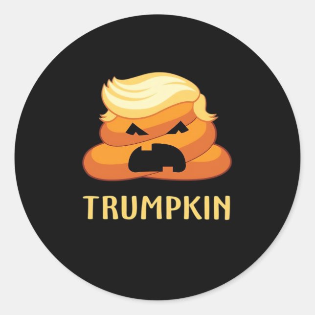Trumpkin Poop Funny Halloween Runt Klistermärke (Framsida)