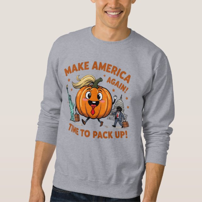 Trumpkin Pumpkin från dubblan - Gör om Amerika Lång Ärmad Tröja (Framsida)