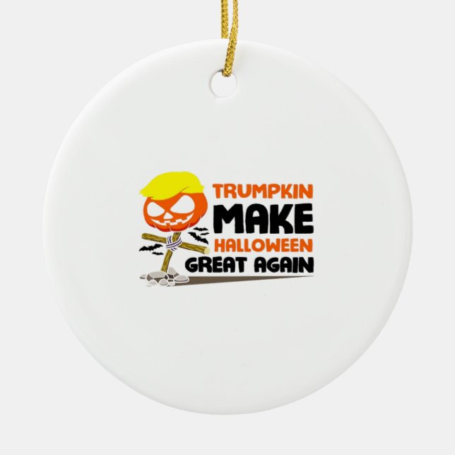 Trumpkin Pumpkin Halloween Classic Julgransprydnad Keramik (Framsidan)