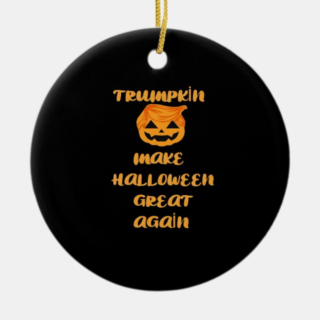 Trumpkin Pumpkin Halloween Design Design - Funny A Julgransprydnad Keramik (Framsidan)