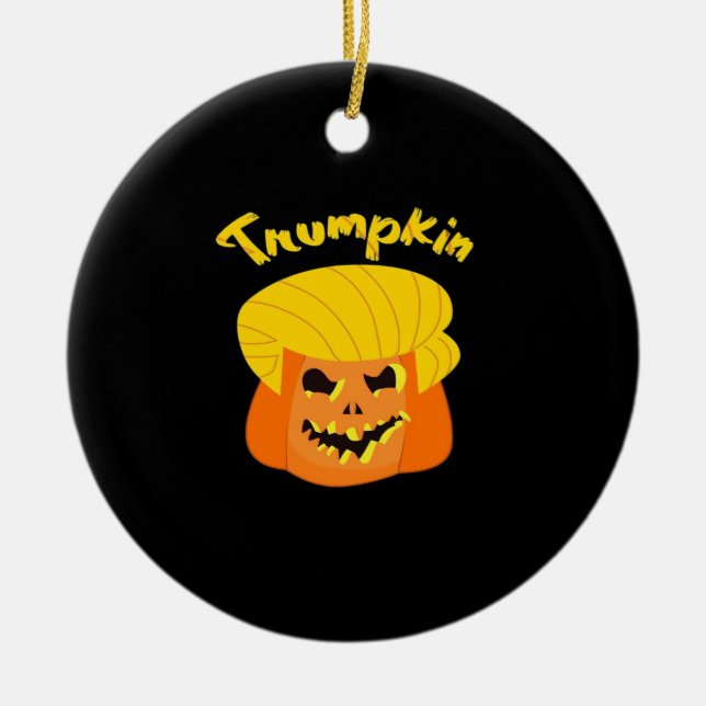 Trumpkin Pumpkin Halloween Design Design - Retro S Julgransprydnad Keramik (Framsidan)