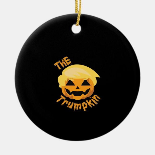 Trumpkin Pumpkin Halloween Design Design - Sloth C Julgransprydnad Keramik (Framsidan)