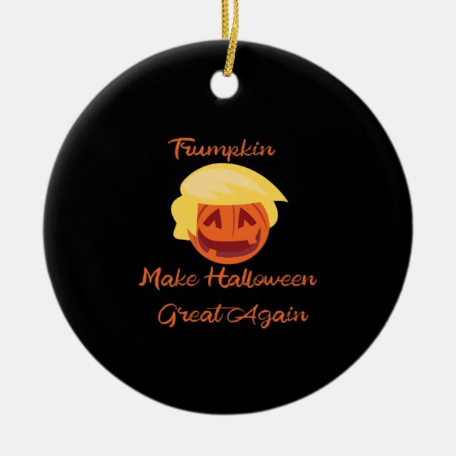 Trumpkin Pumpkin Halloween Design Design - Spooky  Julgransprydnad Keramik (Framsidan)