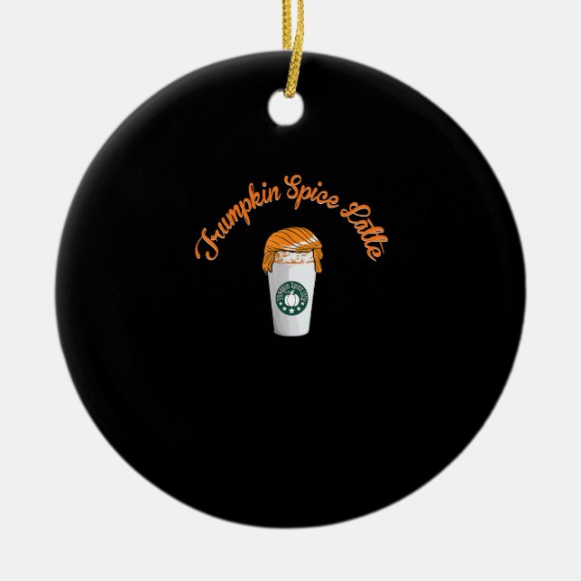 Trumpkin Pumpkin Spice Latte Helgdag Coffee Julgransprydnad Keramik (Framsidan)