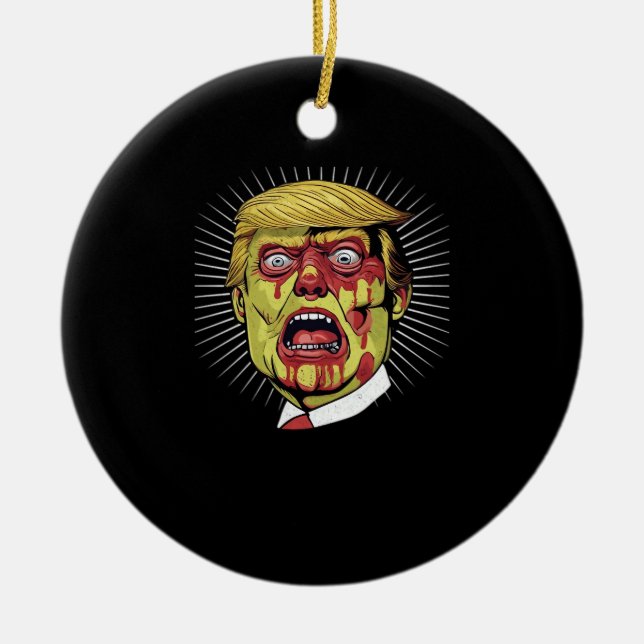 Trumpkin Retro Halloween Julgransprydnad Keramik (Framsidan)