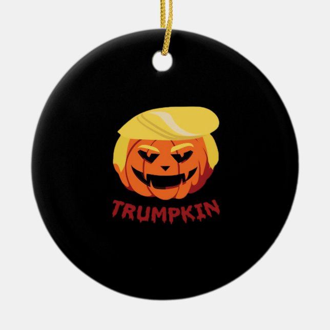 Trumpkin Scary Halloween Gift Classic Julgransprydnad Keramik (Framsidan)