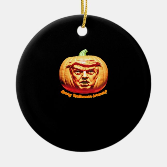 Trumpkin Scary Halloween Pumpkin Best Art Design C Julgransprydnad Keramik (Framsidan)