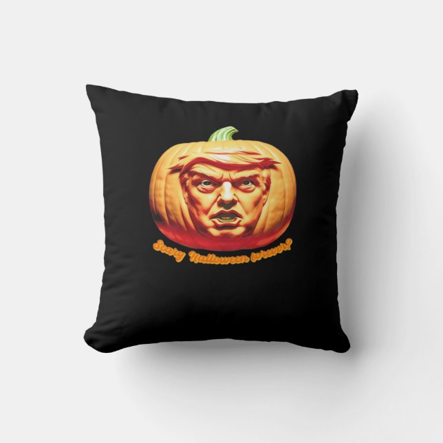 Trumpkin Scary Halloween Pumpkin Best Art Design C Kudde (Framsida)